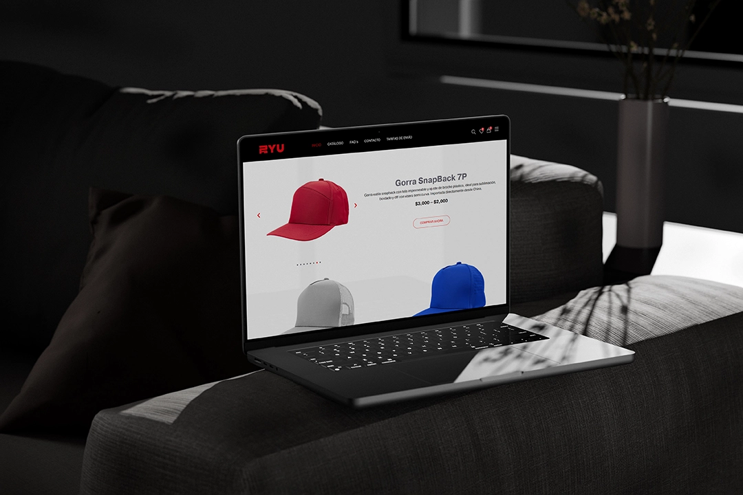 Free MacBook Pro on Settee Mockup copia